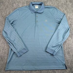 IZOD Golf Polo Shirt Men Extra Large Blue Stripe Performance Stretch Long Sleeve